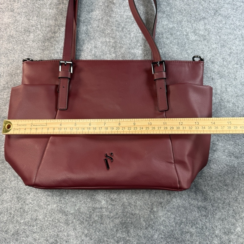 Simply Vera Vera Wang Purse Double Strap Zip Close Shoulder Bag Maroon Tote - Picture 12 of 15